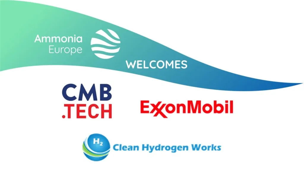 Ammonia Europe expands with new members: CMB.Tech, ExxonMobil and Clean Hydrogen Works